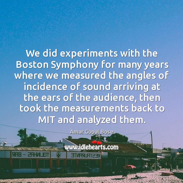 We did experiments with the boston symphony for many years where we measured Image
