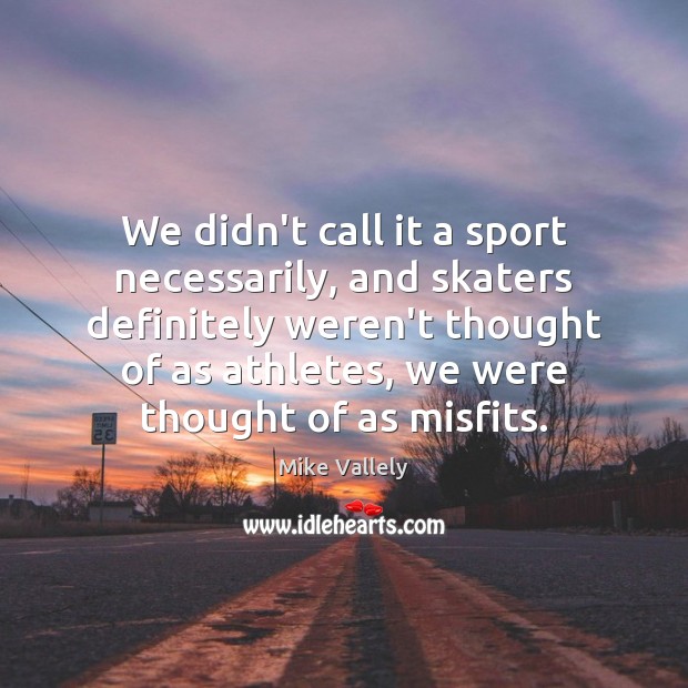 We didn’t call it a sport necessarily, and skaters definitely weren’t thought Mike Vallely Picture Quote