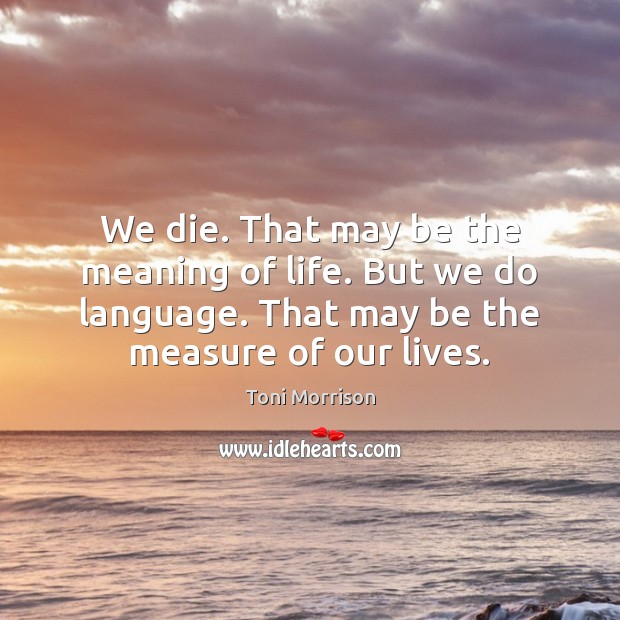 We die. That may be the meaning of life. But we do Image