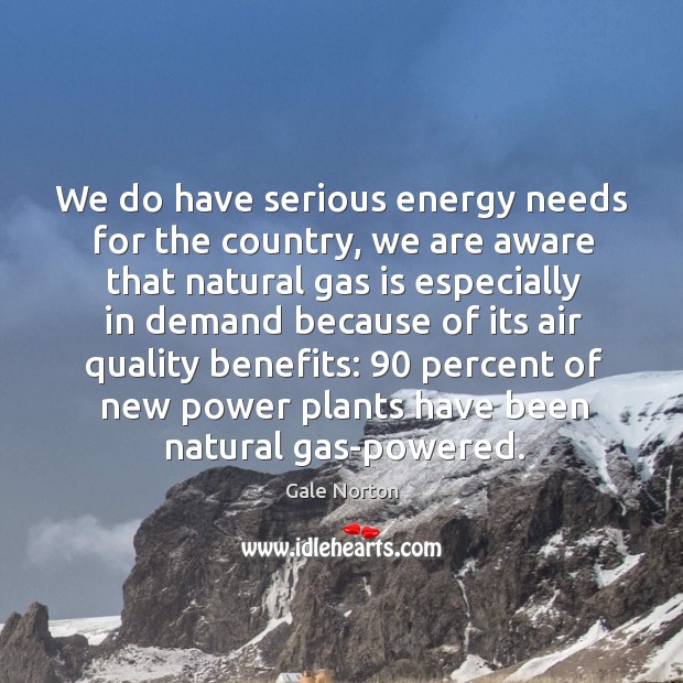 We do have serious energy needs for the country, we are aware that natural gas is Image