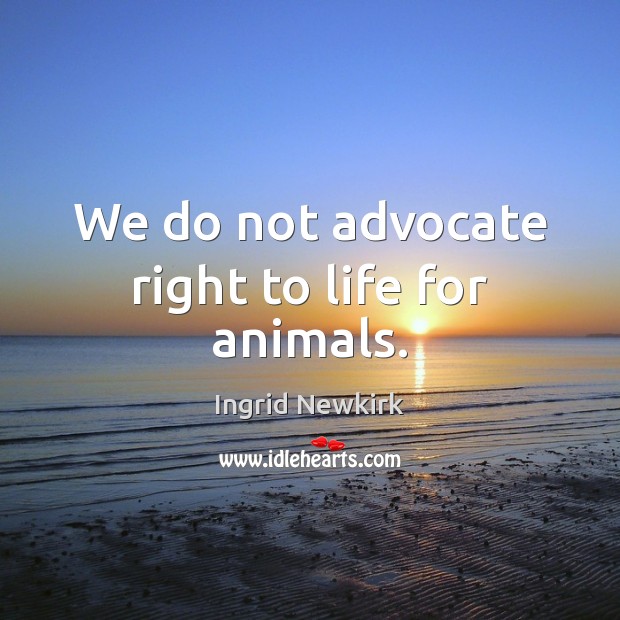 We do not advocate right to life for animals. Ingrid Newkirk Picture Quote