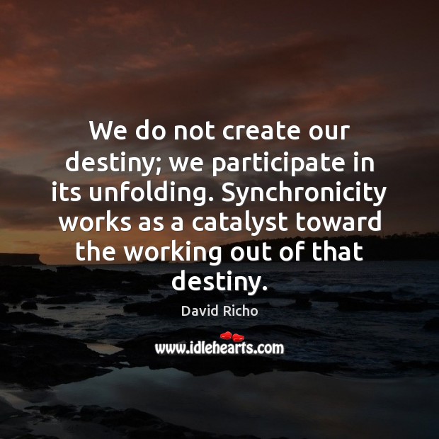 We do not create our destiny; we participate in its unfolding. Synchronicity David Richo Picture Quote