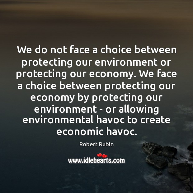 We do not face a choice between protecting our environment or protecting Robert Rubin Picture Quote