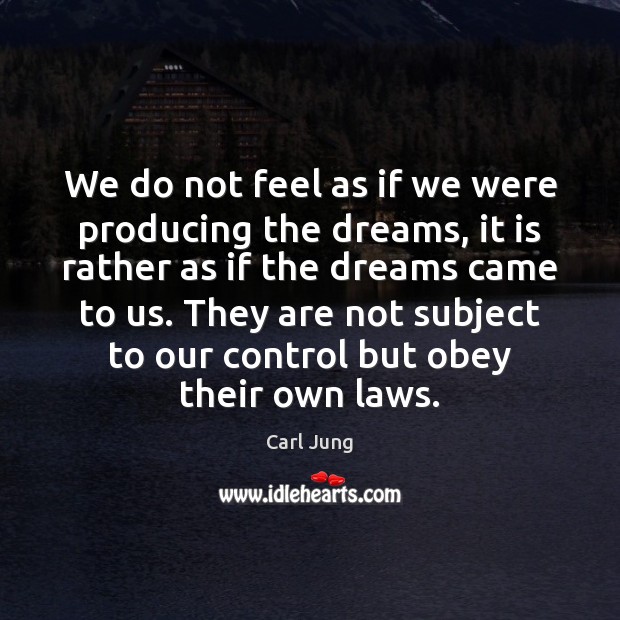We do not feel as if we were producing the dreams, it Carl Jung Picture Quote