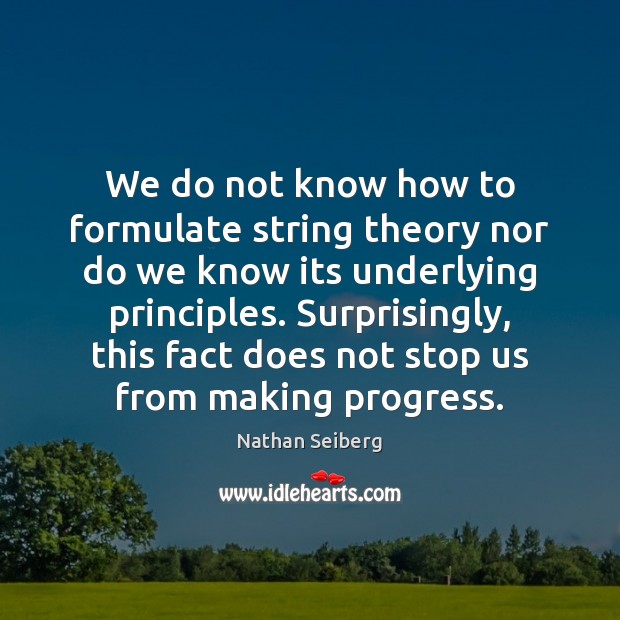 We do not know how to formulate string theory nor do we Nathan Seiberg Picture Quote