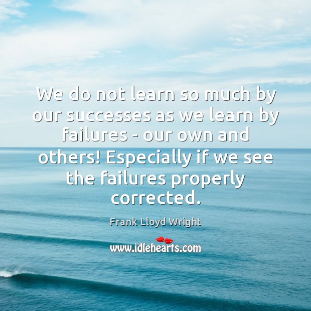 We do not learn so much by our successes as we learn Image