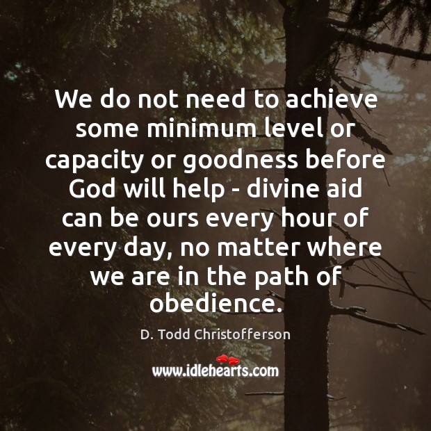 We do not need to achieve some minimum level or capacity or D. Todd Christofferson Picture Quote