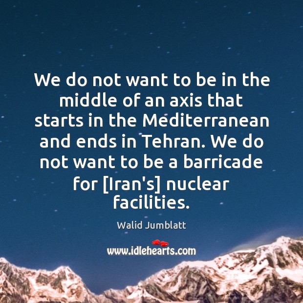 We do not want to be in the middle of an axis Walid Jumblatt Picture Quote