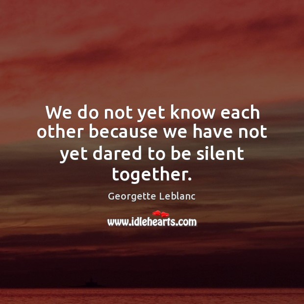 We do not yet know each other because we have not yet dared to be silent together. Image