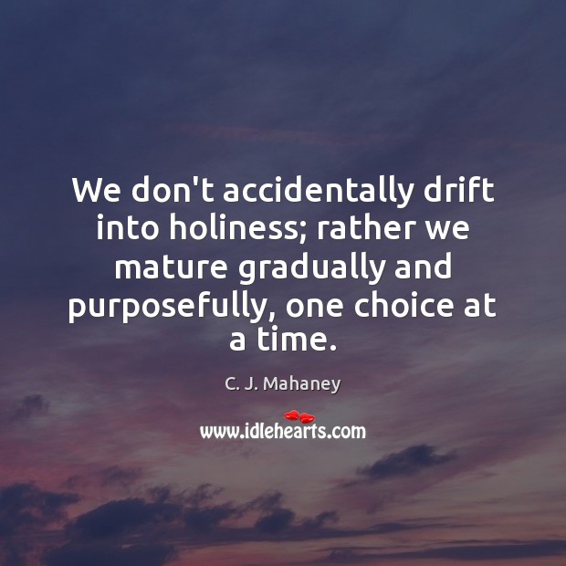 We don’t accidentally drift into holiness; rather we mature gradually and purposefully, C. J. Mahaney Picture Quote