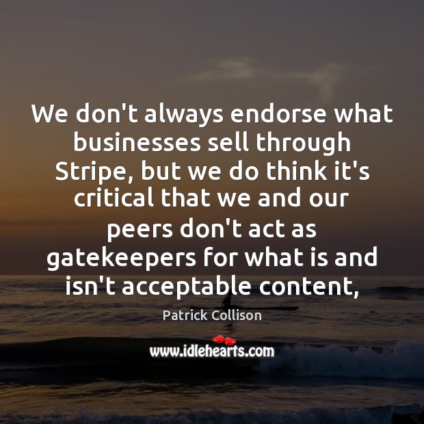 We don’t always endorse what businesses sell through Stripe, but we do Patrick Collison Picture Quote