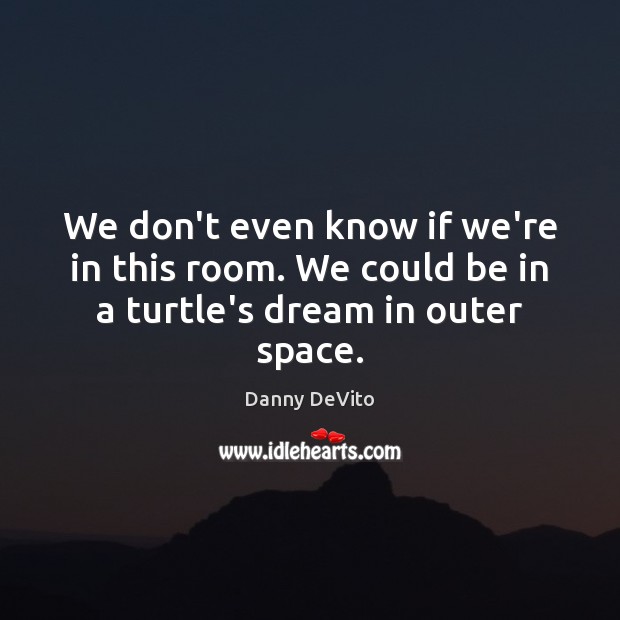 We don’t even know if we’re in this room. We could be in a turtle’s dream in outer space. Danny DeVito Picture Quote