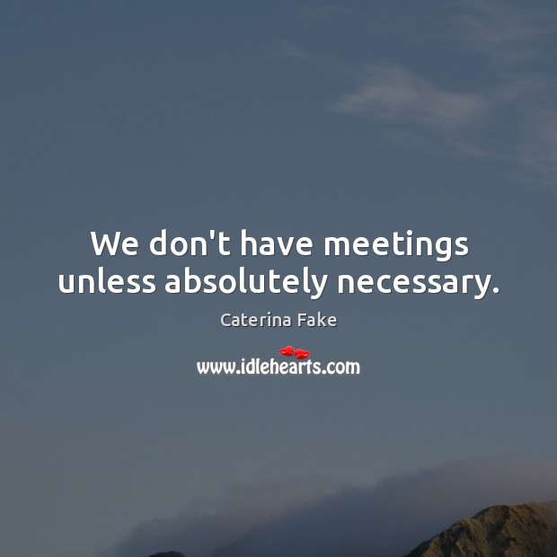 We don’t have meetings unless absolutely necessary. Caterina Fake Picture Quote
