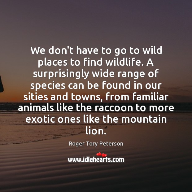 We don’t have to go to wild places to find wildlife. A Roger Tory Peterson Picture Quote