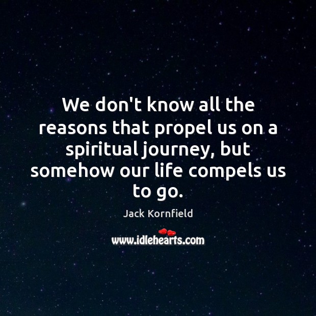 We don’t know all the reasons that propel us on a spiritual Jack Kornfield Picture Quote