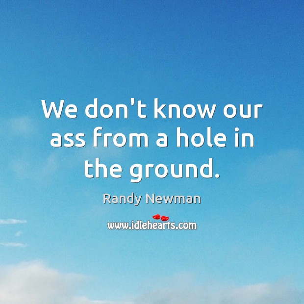 We don’t know our ass from a hole in the ground. Randy Newman Picture Quote