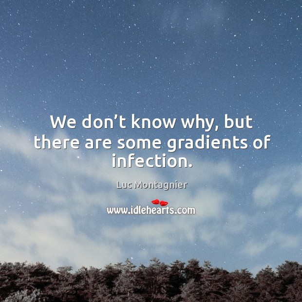 We don’t know why, but there are some gradients of infection. Luc Montagnier Picture Quote