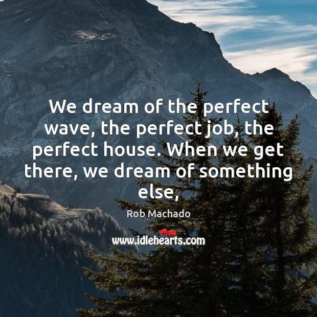 We dream of the perfect wave, the perfect job, the perfect house. Image