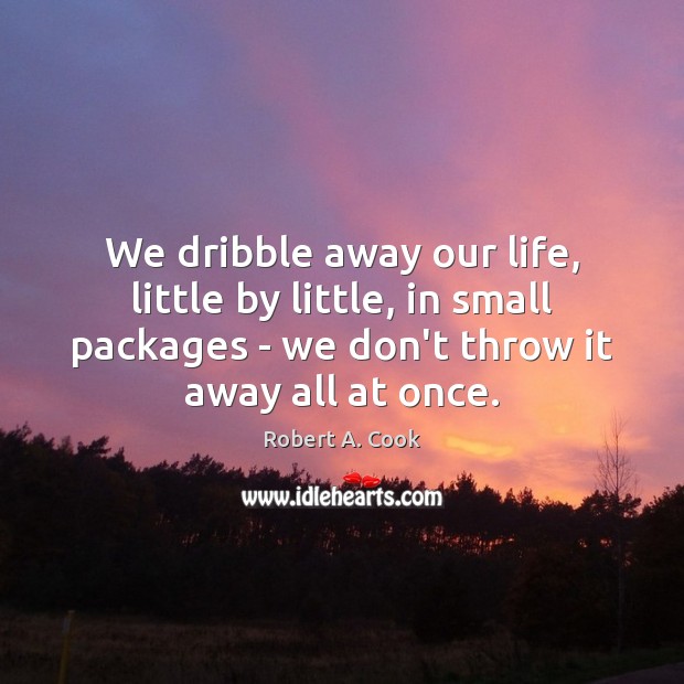 We dribble away our life, little by little, in small packages – Robert A. Cook Picture Quote