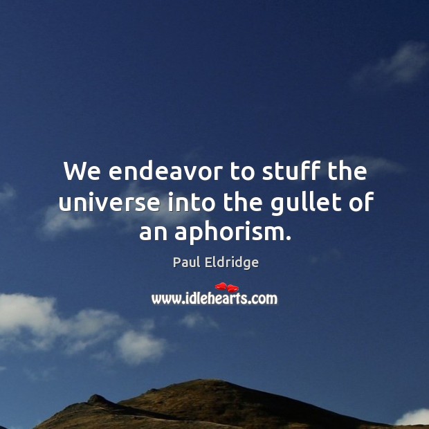 We endeavor to stuff the universe into the gullet of an aphorism. Image
