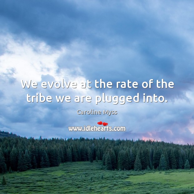 We evolve at the rate of the tribe we are plugged into. Caroline Myss Picture Quote