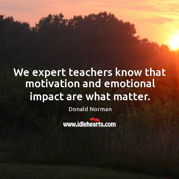 We expert teachers know that motivation and emotional impact are what matter. Donald Norman Picture Quote