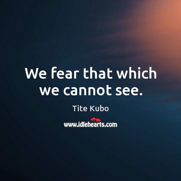 We fear that which we cannot see. Tite Kubo Picture Quote