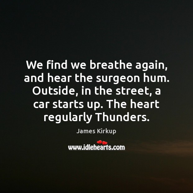We find we breathe again, and hear the surgeon hum. Outside, in James Kirkup Picture Quote