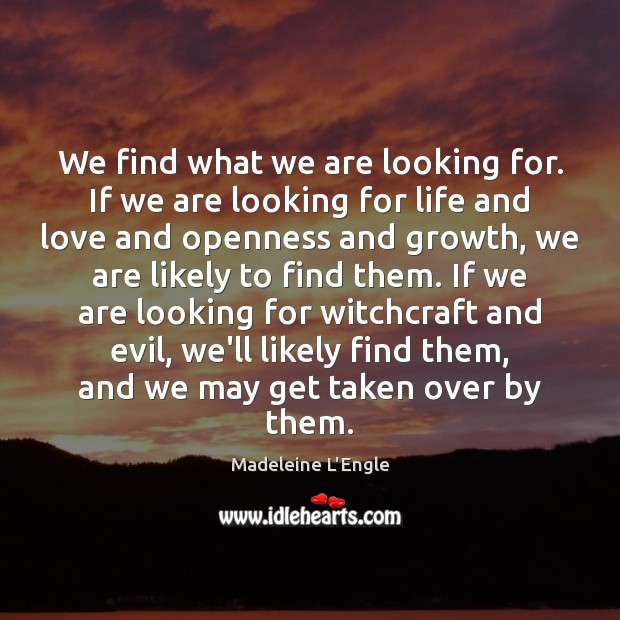 We find what we are looking for. If we are looking for Madeleine L’Engle Picture Quote