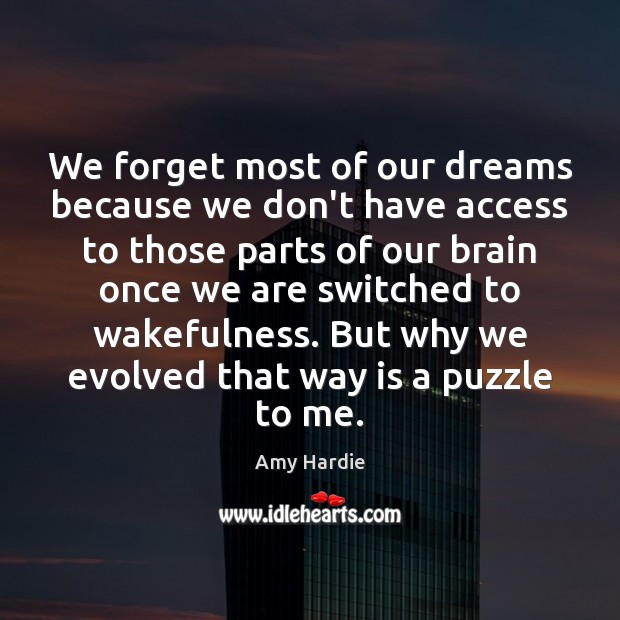 We forget most of our dreams because we don’t have access to Amy Hardie Picture Quote