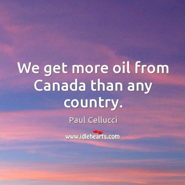 We get more oil from canada than any country. Paul Cellucci Picture Quote