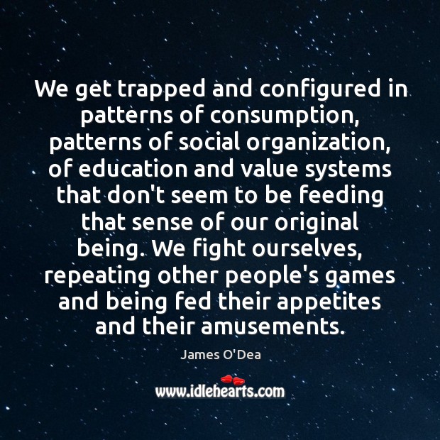 We get trapped and configured in patterns of consumption, patterns of social Image