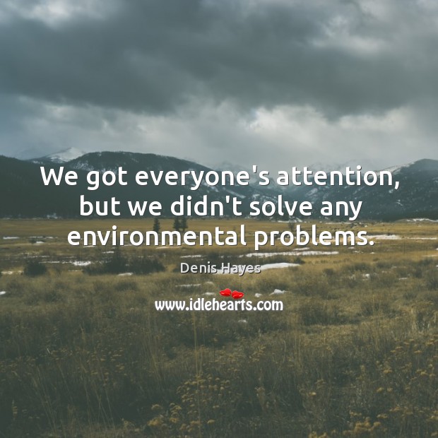 We got everyone’s attention, but we didn’t solve any environmental problems. Denis Hayes Picture Quote