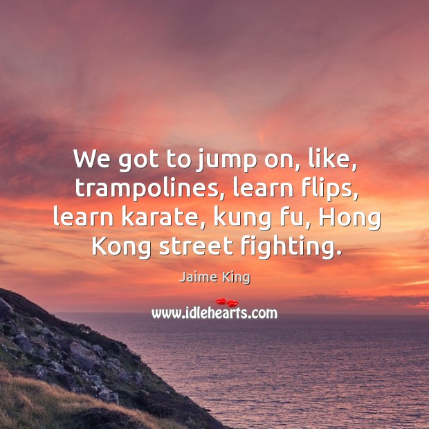 We got to jump on, like, trampolines, learn flips, learn karate, kung fu, hong kong street fighting. Jaime King Picture Quote