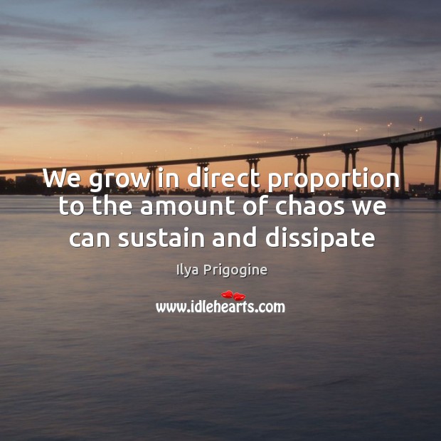 We grow in direct proportion to the amount of chaos we can sustain and dissipate Image