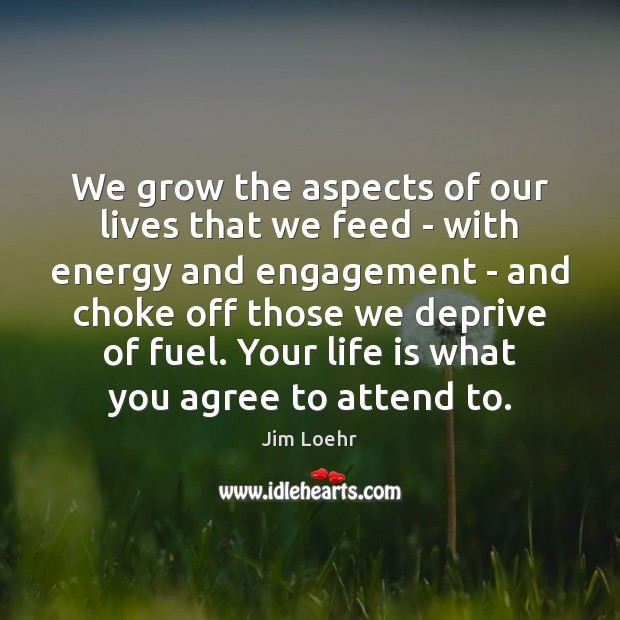 We grow the aspects of our lives that we feed – with Jim Loehr Picture Quote