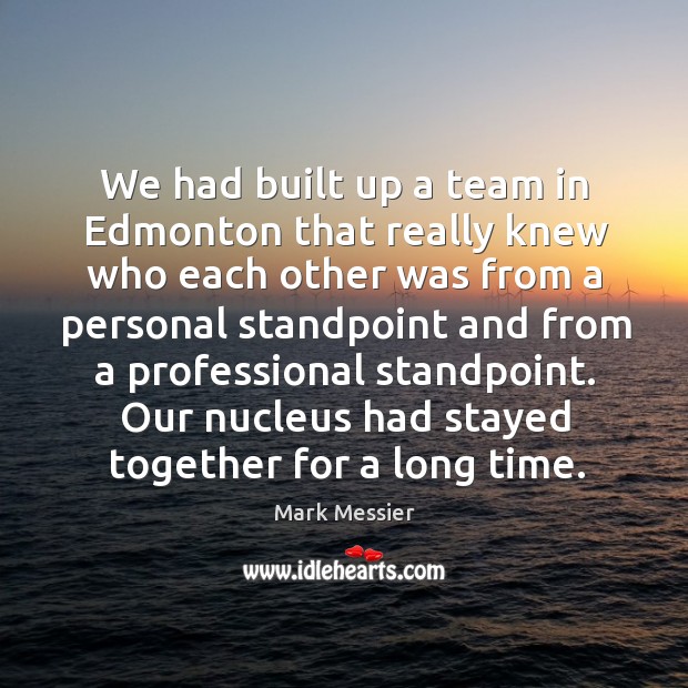 We had built up a team in edmonton that really knew who each other was from a Mark Messier Picture Quote
