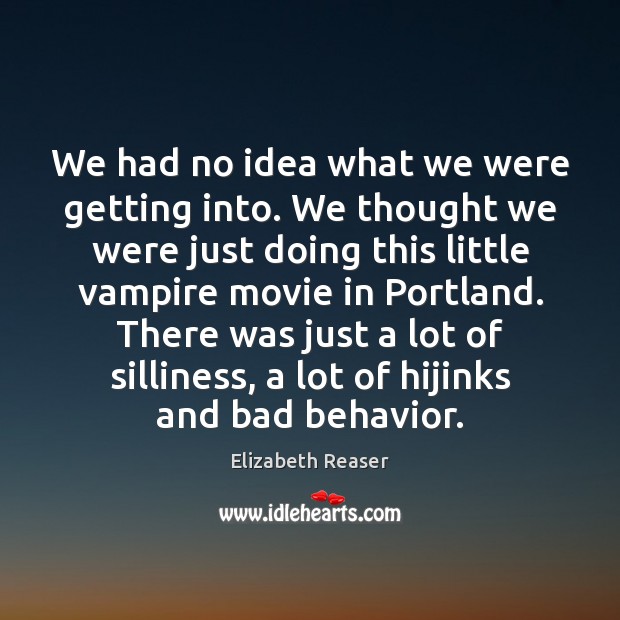 We had no idea what we were getting into. We thought we Elizabeth Reaser Picture Quote