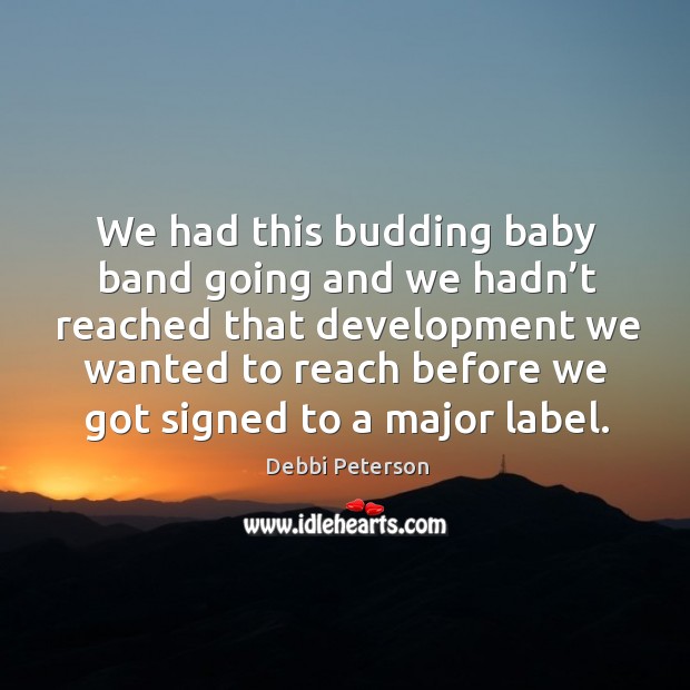 We had this budding baby band going and we hadn’t reached that development we Debbi Peterson Picture Quote