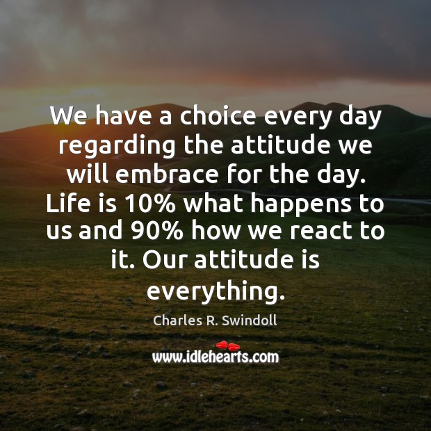 We have a choice every day regarding the attitude we will embrace Charles R. Swindoll Picture Quote