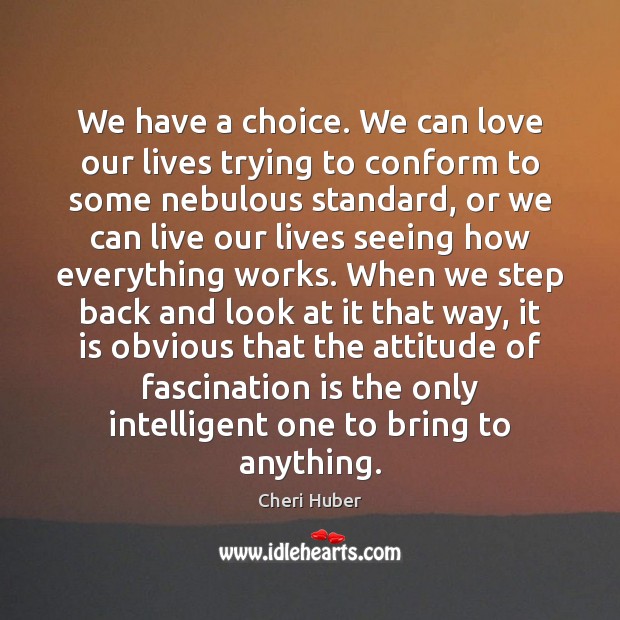 We have a choice. We can love our lives trying to conform Image