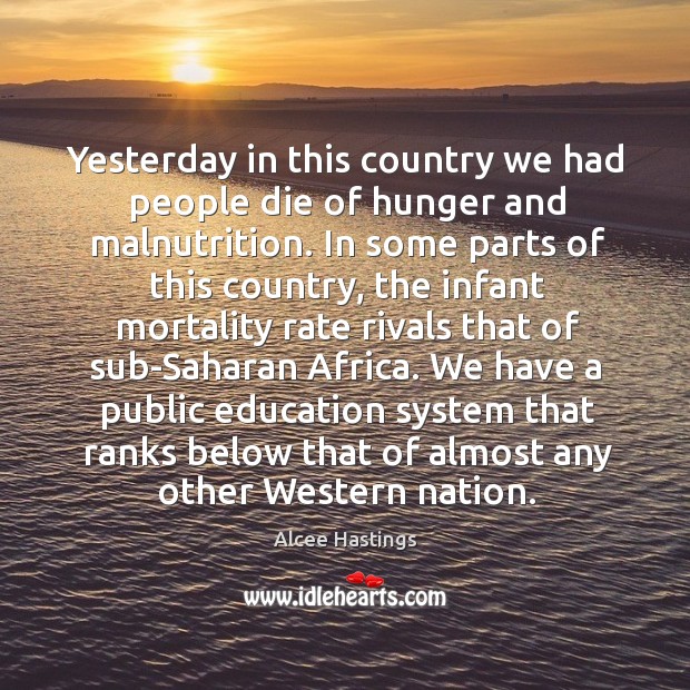 We have a public education system that ranks below that of almost any other western nation. Alcee Hastings Picture Quote