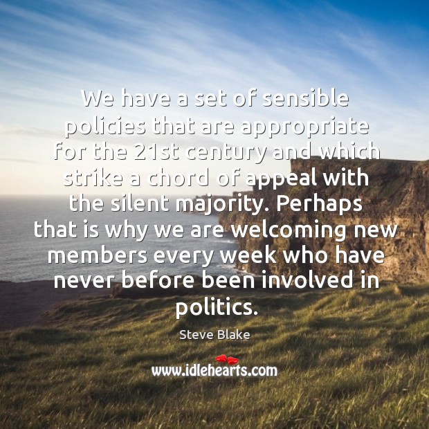 We have a set of sensible policies that are appropriate for the 21st century and which strike Steve Blake Picture Quote