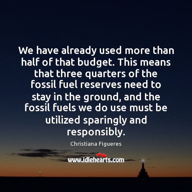 We have already used more than half of that budget. This means Christiana Figueres Picture Quote