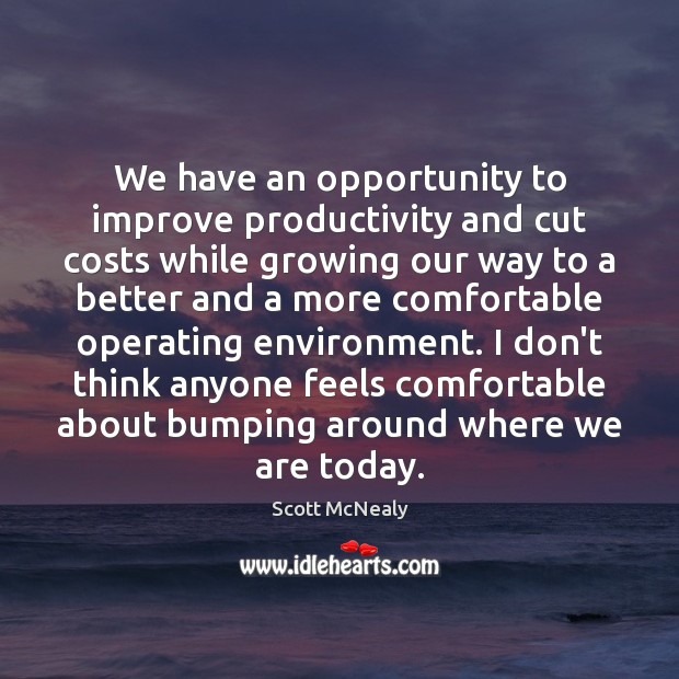 We have an opportunity to improve productivity and cut costs while growing Scott McNealy Picture Quote