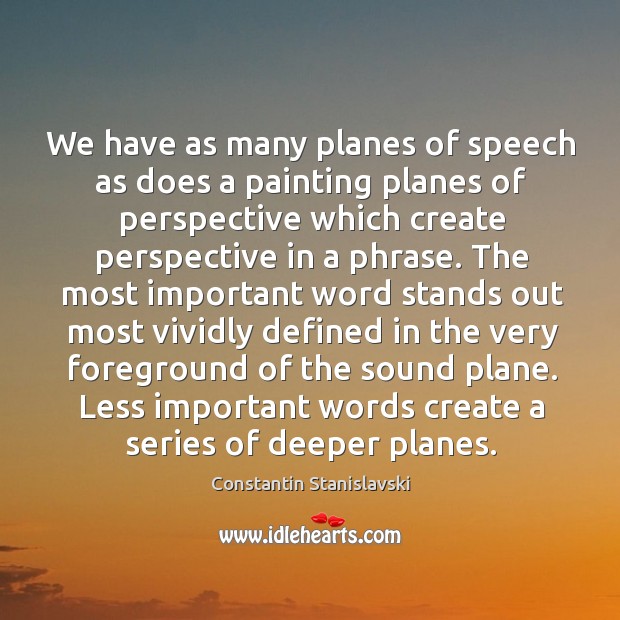 We have as many planes of speech as does a painting planes of perspective which create Image