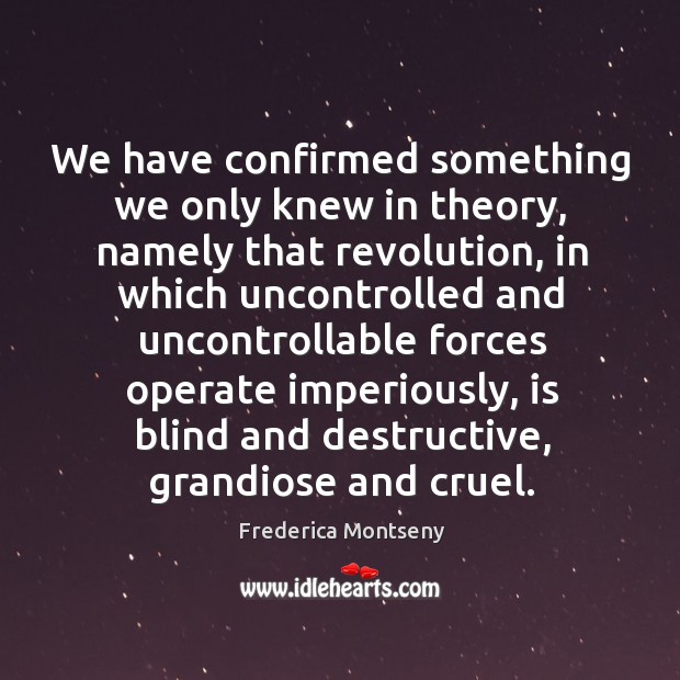 We have confirmed something we only knew in theory, namely that revolution, in which uncontrolled and 