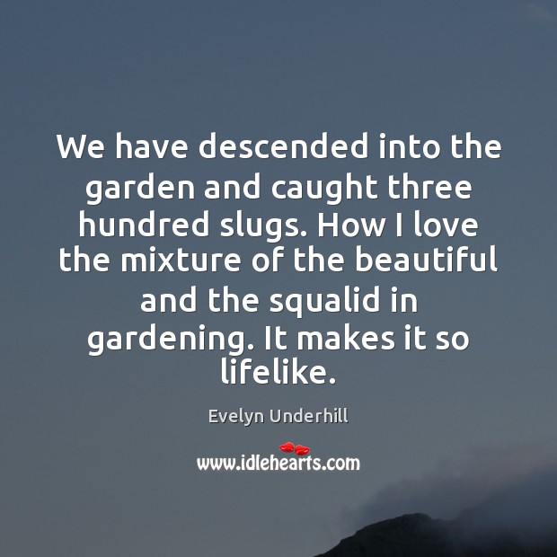 We have descended into the garden and caught three hundred slugs. How Evelyn Underhill Picture Quote