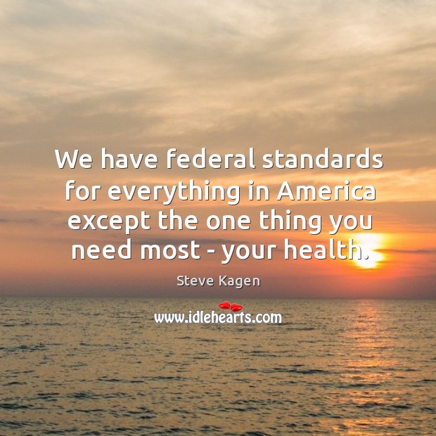 We have federal standards for everything in America except the one thing Steve Kagen Picture Quote