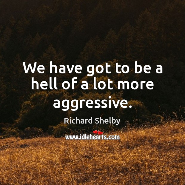 We have got to be a hell of a lot more aggressive. Richard Shelby Picture Quote